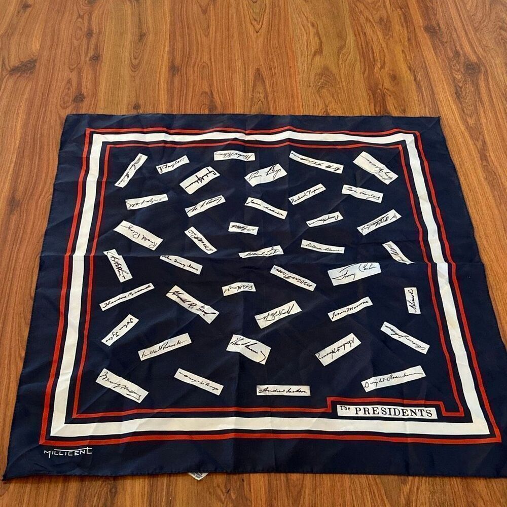 Vintage Millicent made in Japan presidents scarf red white blue